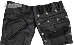 Перчатки байкерские обрезанные с клёпками - Max Fuchs (Черные)